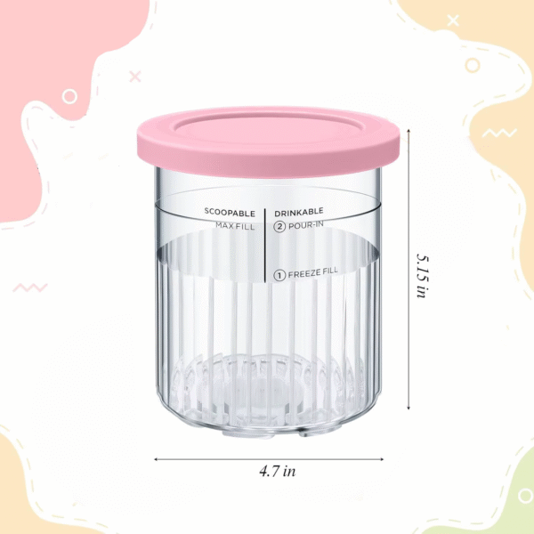 4 Pack -- 24 oz. Ninja Creami Compatible Ice Cream Containers w/ Lids - Image 3